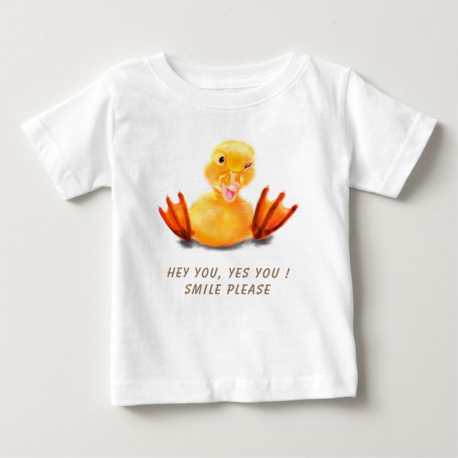 Funny Yellow Duck Baby T-Shirt - Custom Text (Front)