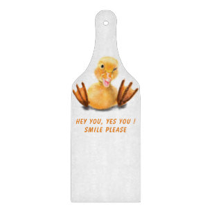 Funny Yellow Duck Playful Wink Cutting Board Smile