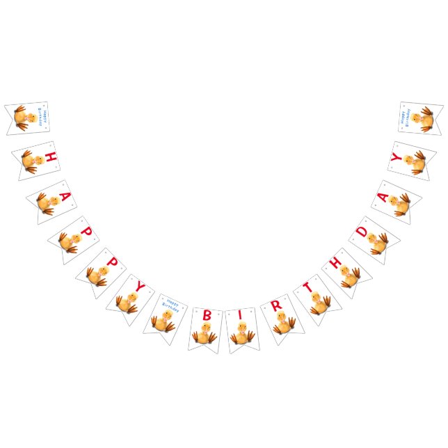 Funny Yellow Duck Playful Wink - Happy Birthday Bunting (All)