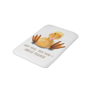 Funny Yellow Duck Playful Wink Happy Smile Cartoon Bath Mat