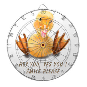Funny Yellow Duck Playful Wink Happy Smile Cartoon Dartboard