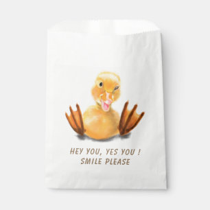 Funny Yellow Duck Playful Wink Happy Smile Cartoon Favour Bag