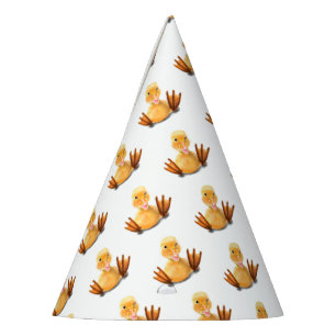 Funny Yellow Duck Playful Wink Happy Smile Cartoon Party Hat