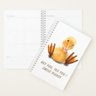 Funny Yellow Duck Playful Wink Happy Smile Cartoon Planner