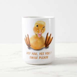 Funny Yellow Duck Playful Wink Happy Smile  Coffee Mug