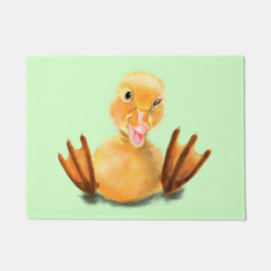 Funny Yellow Duck Playful Wink - Happy Smile  Doormat