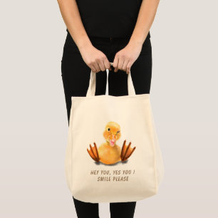 Funny Yellow Duck Playful Wink Happy Smile  Tote Bag