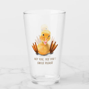Funny Yellow Duck Playful Wink Smile - Cheers Glas Glass