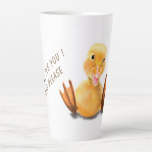 Funny Yellow Duck Playful Wink Smile - Custom Text Latte Mug