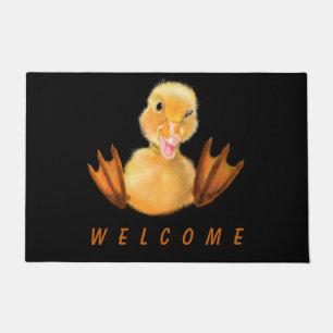 Funny Yellow Duck Playful Wink Smile - Welcome - Doormat