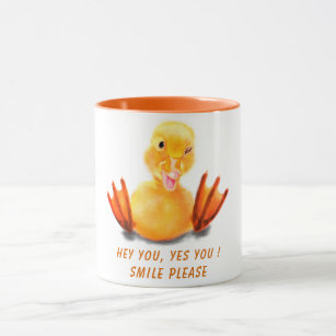 Funny Yellow Duck Playful Wink Smile - Your Text Mug