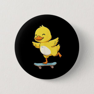 Funny Yellow Duck Skater Skateboard Ballerina Zoo  6 Cm Round Badge