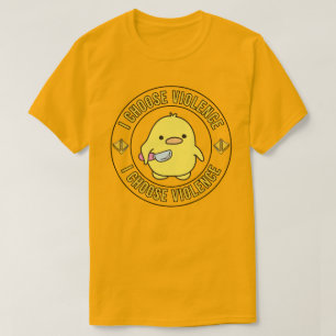 Funny Yellow Duck With Knife T-Shirt
