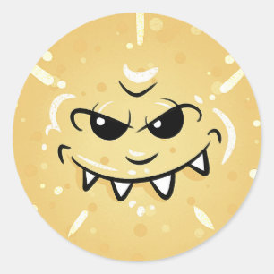 Funny Yellow Face with Sneaky Smile Classic Round Sticker