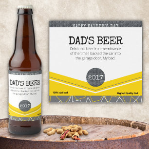 Funny Yellow Father's Day Dad's Beer Bottle Label