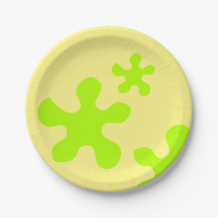 Funny yellow green slime kids party paper plate