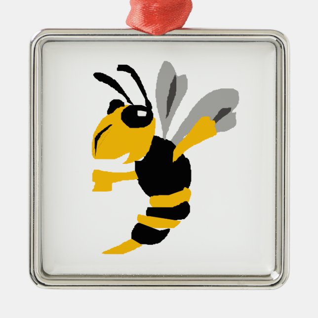 Funny Yellow Jacket Primitive Art Metal Ornament (Front)