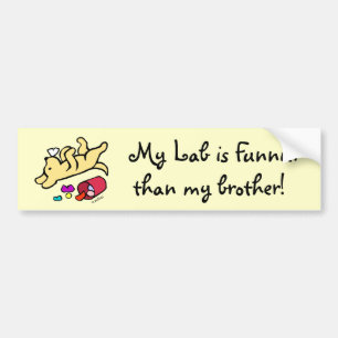Funny Yellow Labrador Cartoon Bumper Sticker