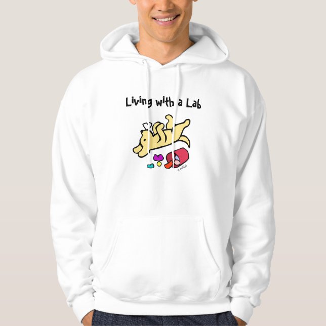Funny Yellow Labrador Cartoon Hoodie (Front)
