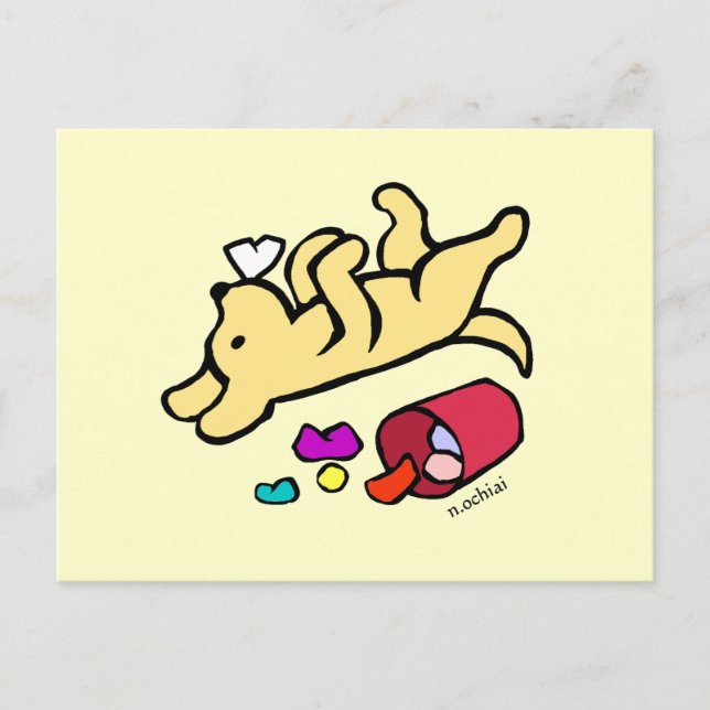 Funny Yellow Labrador Cartoon Postcard (Front)