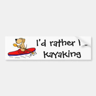 Funny Yellow Labrador Retriever Kayaking Bumper Sticker