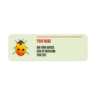 Funny Yellow Ladybug Personalised Address Return Address Label