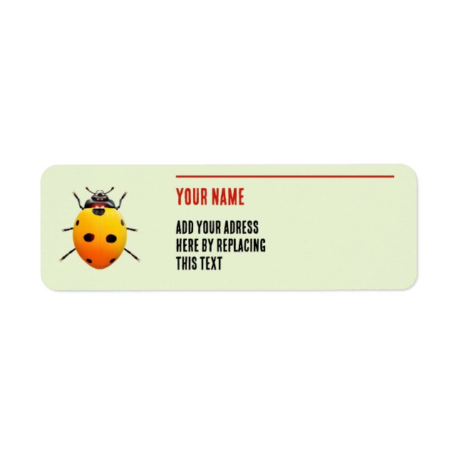 Funny Yellow Ladybug Personalised Address Return Address Label (Front)