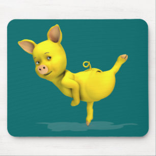 Funny Yellow Pig Arabesque Mouse Pad