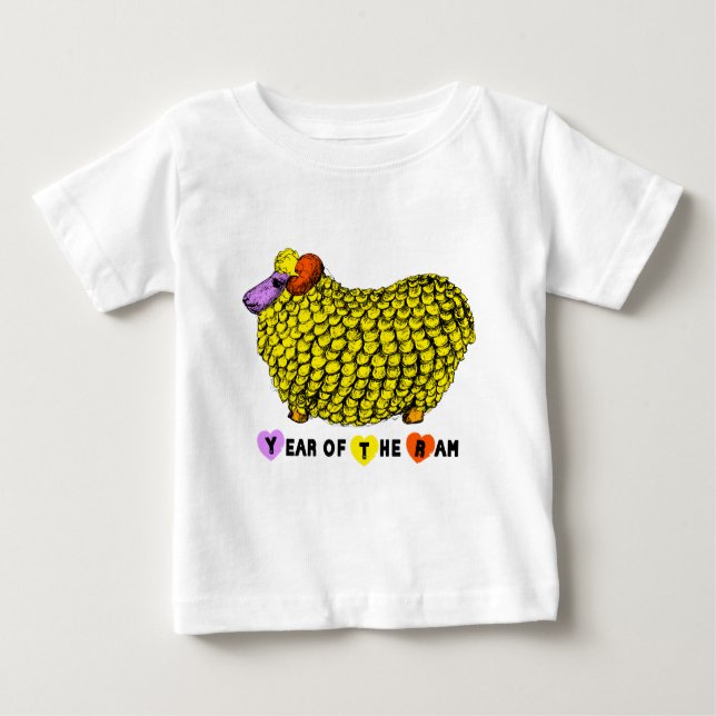 Funny Yellow Ram Chinese New Year Zodiac B White T Baby T-Shirt (Front)