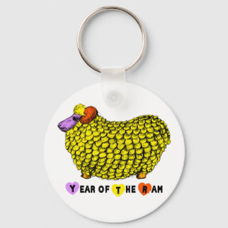 Funny Yellow Ram Chinese Year Zodiac Birthday RK Key Ring