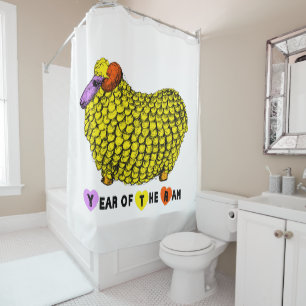 Funny Yellow Ram Chinese Year Zodiac Birthday ShC Shower Curtain