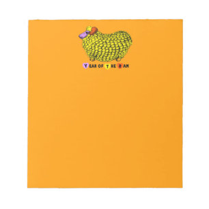 Funny Yellow Ram Chinese Year Zodiac Notepad