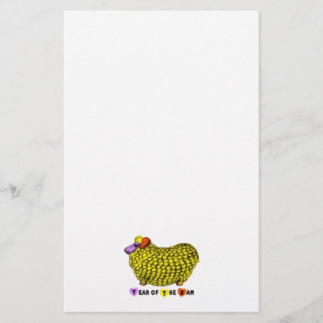 Funny Yellow Ram Chinese Year Zodiac Stationery (Front)