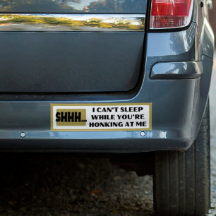 Funny Yellow Sleep Dangerous Driving Phrase  Bumper Sticker