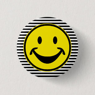 Funny yellow & stripes + your backg. & idea 3 cm round badge