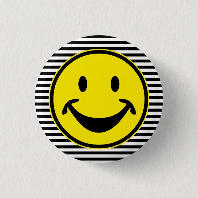 Funny yellow & stripes + your backg. & idea 3 cm round badge (Front)