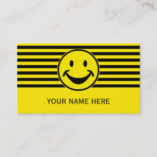 Funny yellow & stripes + your backg. & idea business card