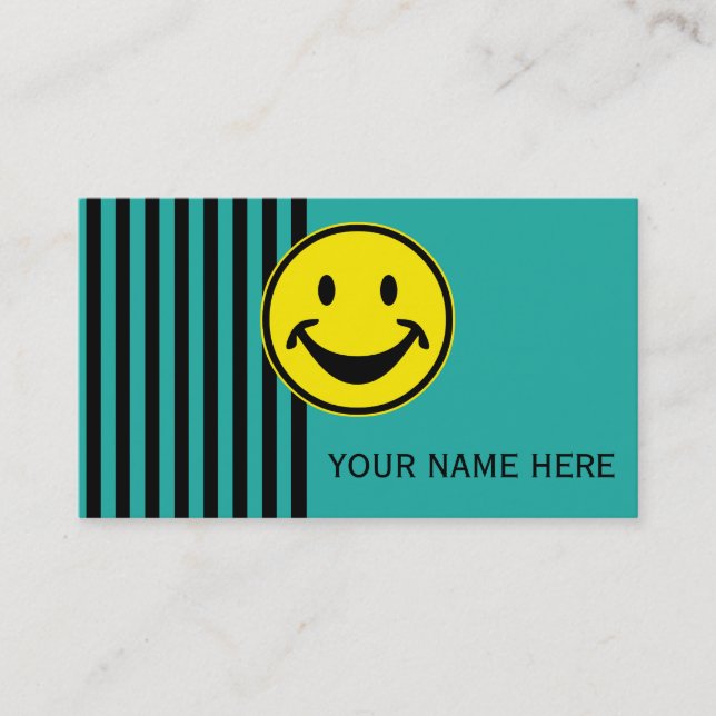 Funny yellow & stripes + your backg. & idea business card (Front)