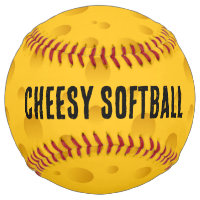 Funny yellow Swiss cheese softball sports gift
