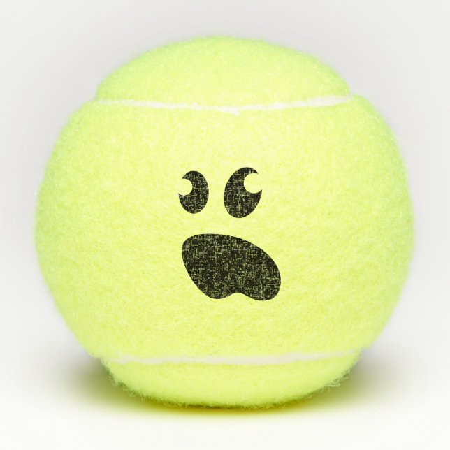 Funny yellow tennis ball with cute ghost face (Front)