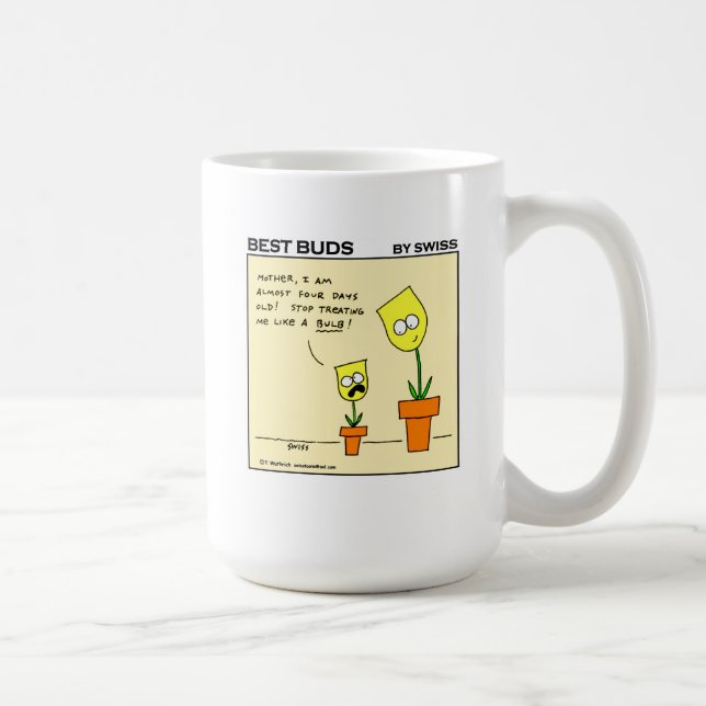 Funny Yellow Tulips Best Buds Mum Cartoon Coffee Mug (Right)