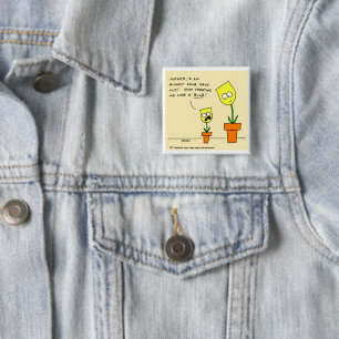 Funny Yellow Tulips Parenting Cartoon Humour 15 Cm Square Badge