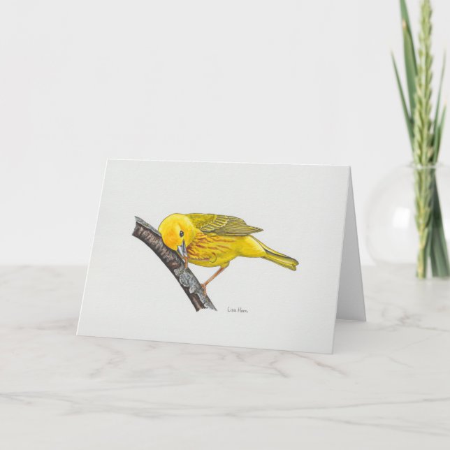 Funny Yellow Warbler Art Card (Front)