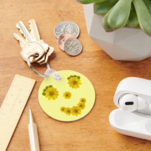 Funny Yellow Wildflower Smile Key Ring