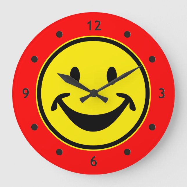 Funny yellow + your backg. & ideas large clock (Front)