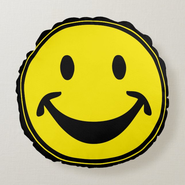 Funny yellow + your backg. & ideas round cushion (Front)