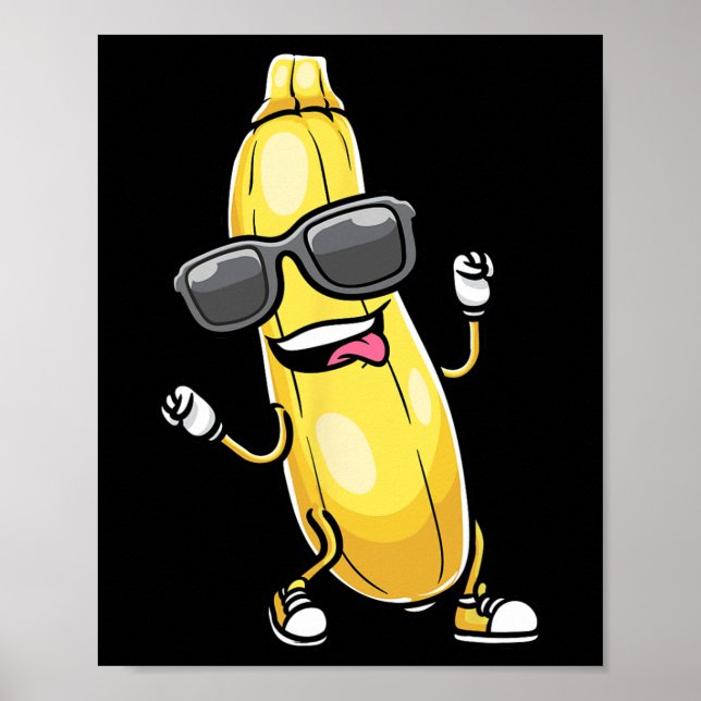 Funny Yellow Zucchini Dancing For Vegetable Lovers Poster (Front)