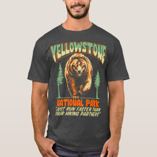 Funny Yellowstone Park Grizzly Bear Outrun Hiking T-Shirt