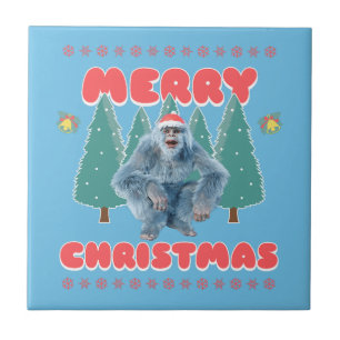 Funny Yeti - Merry Christmas Ceramic Tile