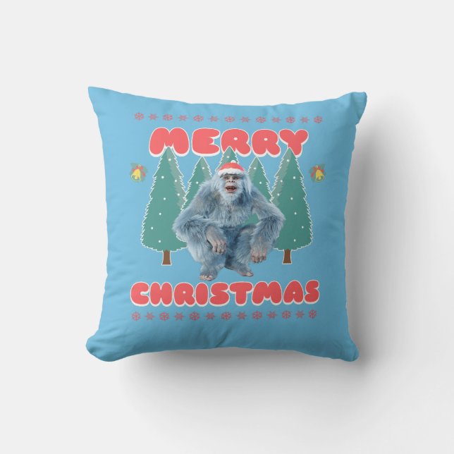 Funny Yeti - Merry Christmas Cushion (Front)